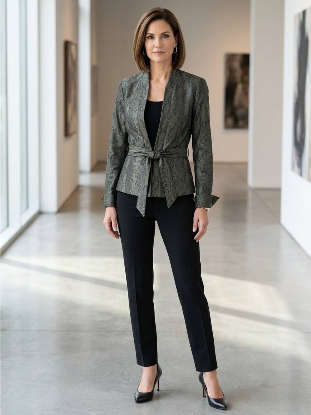 Doncaster Collection Snake Print Front Tie Jacket NWT (TSE)